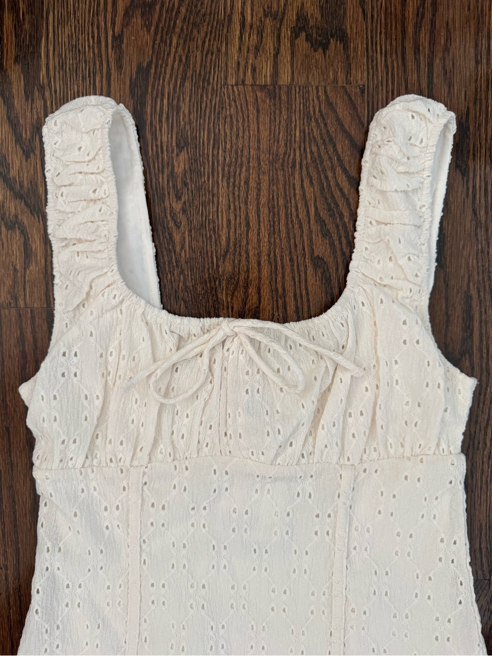 NWT H&M Corset Style Summer Vacation Beach Mini Dress Cream White Women XS - Picture 7 of 16